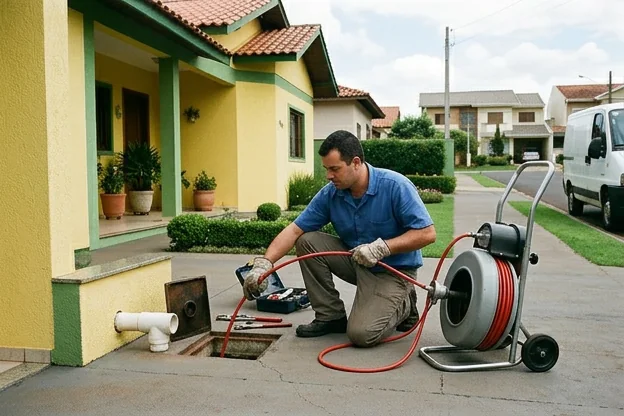 Casa em Cambé com plantas saudáveis ao redor, simbolizando cuidados com a tubulação.